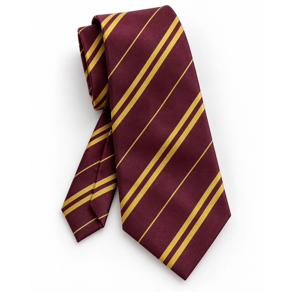 Harry Potter Universal Orlando Gryffindor 100% Silk Tie Burgundy Gold Stripe